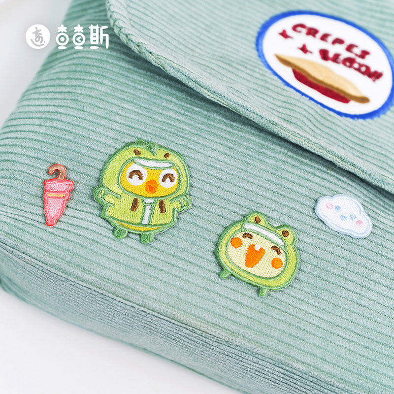 查查斯原创 雨中嬉戏刺绣贴 可爱布贴徽章补丁贴纸包装饰diy配件