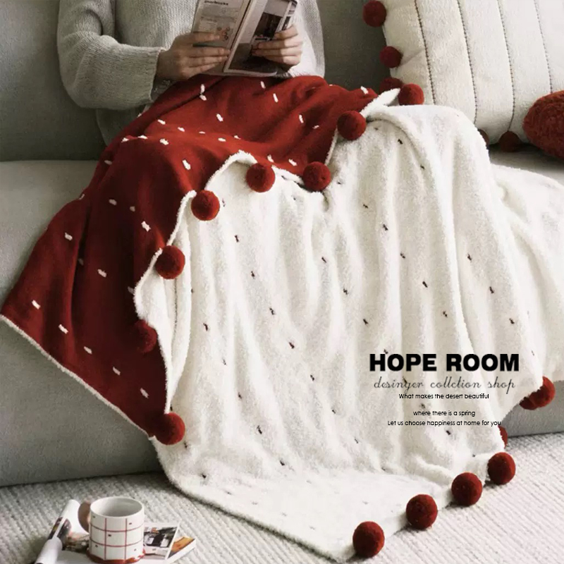 圣诞新年装饰半边绒披毯冬季盖毯保暖午睡毯红色沙发盖毯喜庆新年