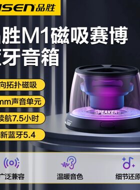 Pisen/品胜 TP-YX01磁吸蓝牙音箱户外迷你便携插卡音响RGB氛围灯