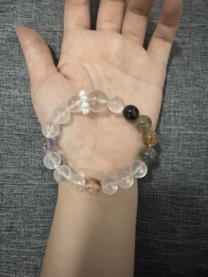 【多宝平安手串】天然六星芒高透粉水晶红胶花紫水晶超仙百搭手链