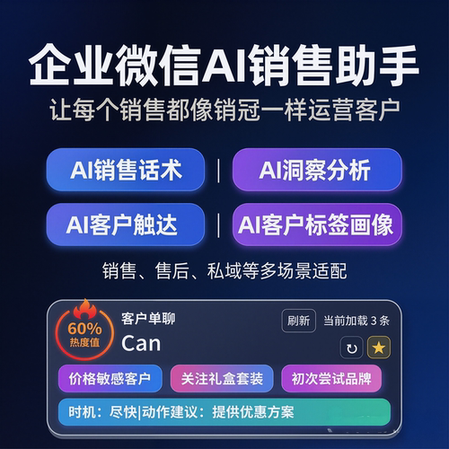 企业微信AI销售系统数字员工智能体客服业务话术私域聊天助手Scrm