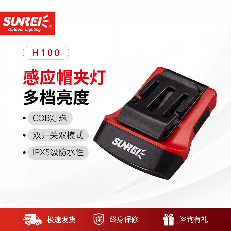 山力士帽夹灯感应灯超亮 夹帽头灯夜钓灯帽檐灯 钓鱼头戴式夹帽灯