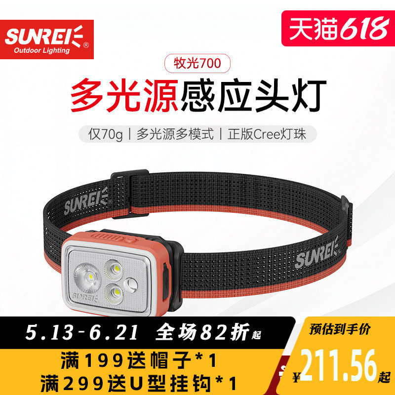 山力士牧光700高海拔攀登山头灯IPX6远射锂电户外RGB无极调光灯