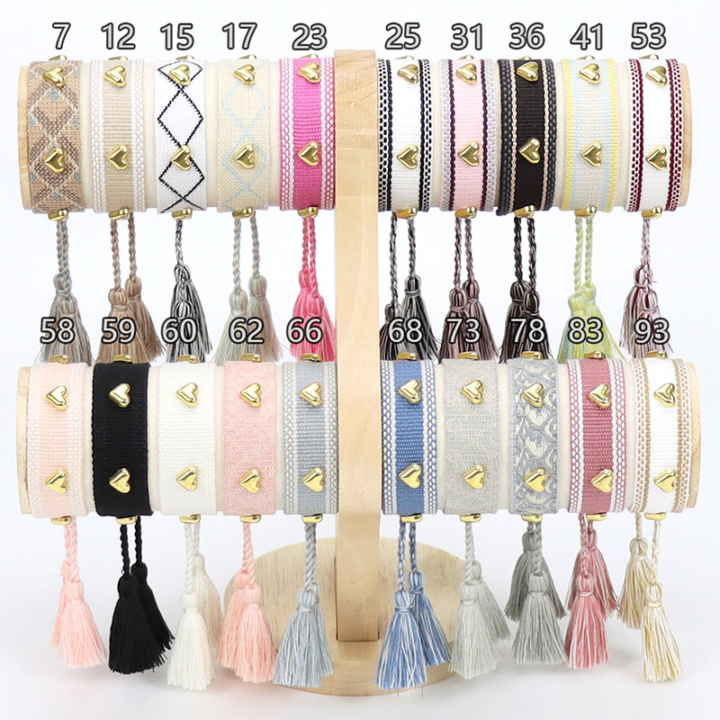 爱心手绳手腕带饰品手环礼品定制民族风男女情侣编织流苏刺绣手链