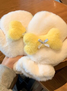 冬季毛绒连指手套保暖加厚