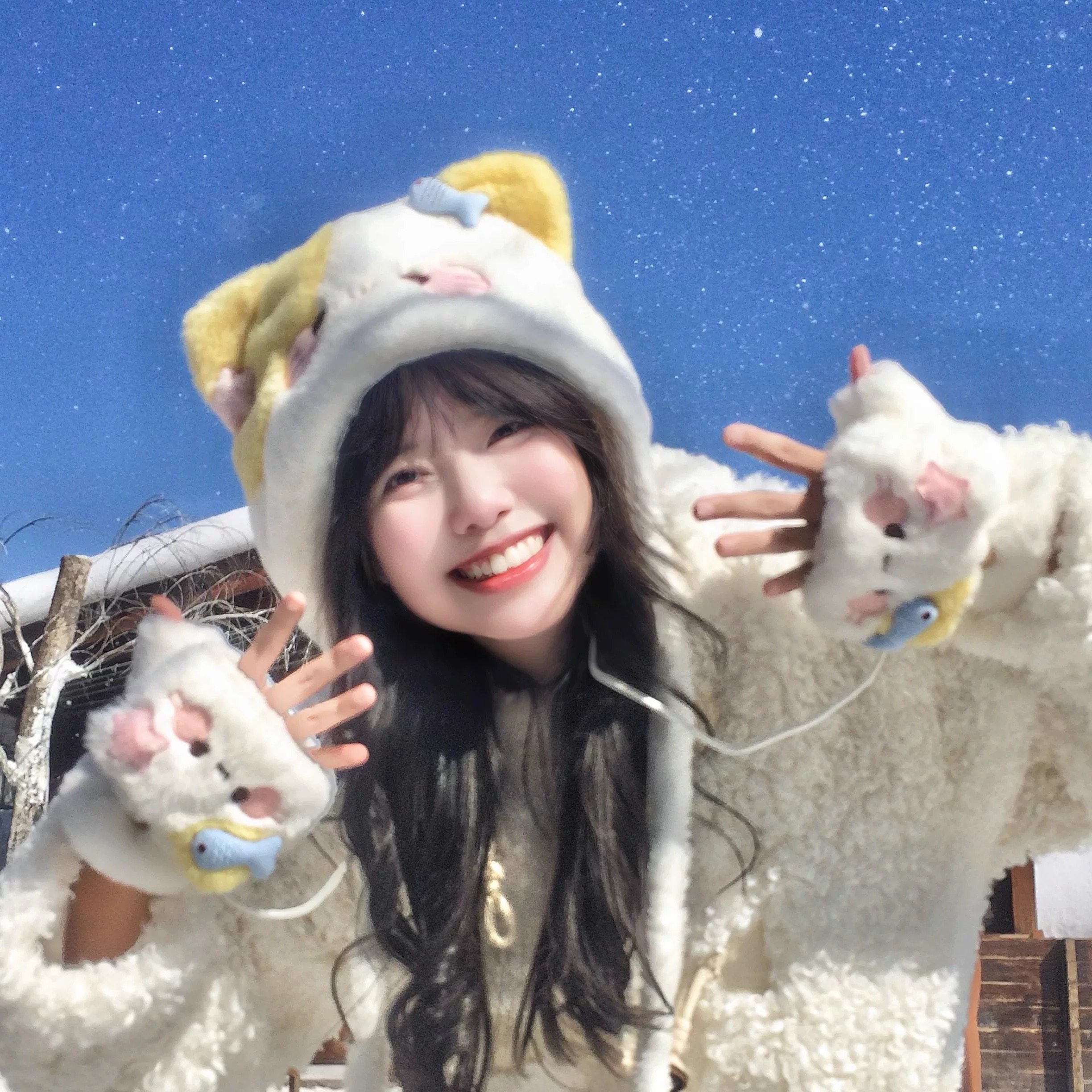 可爱翻盖手套冬季写字可戴