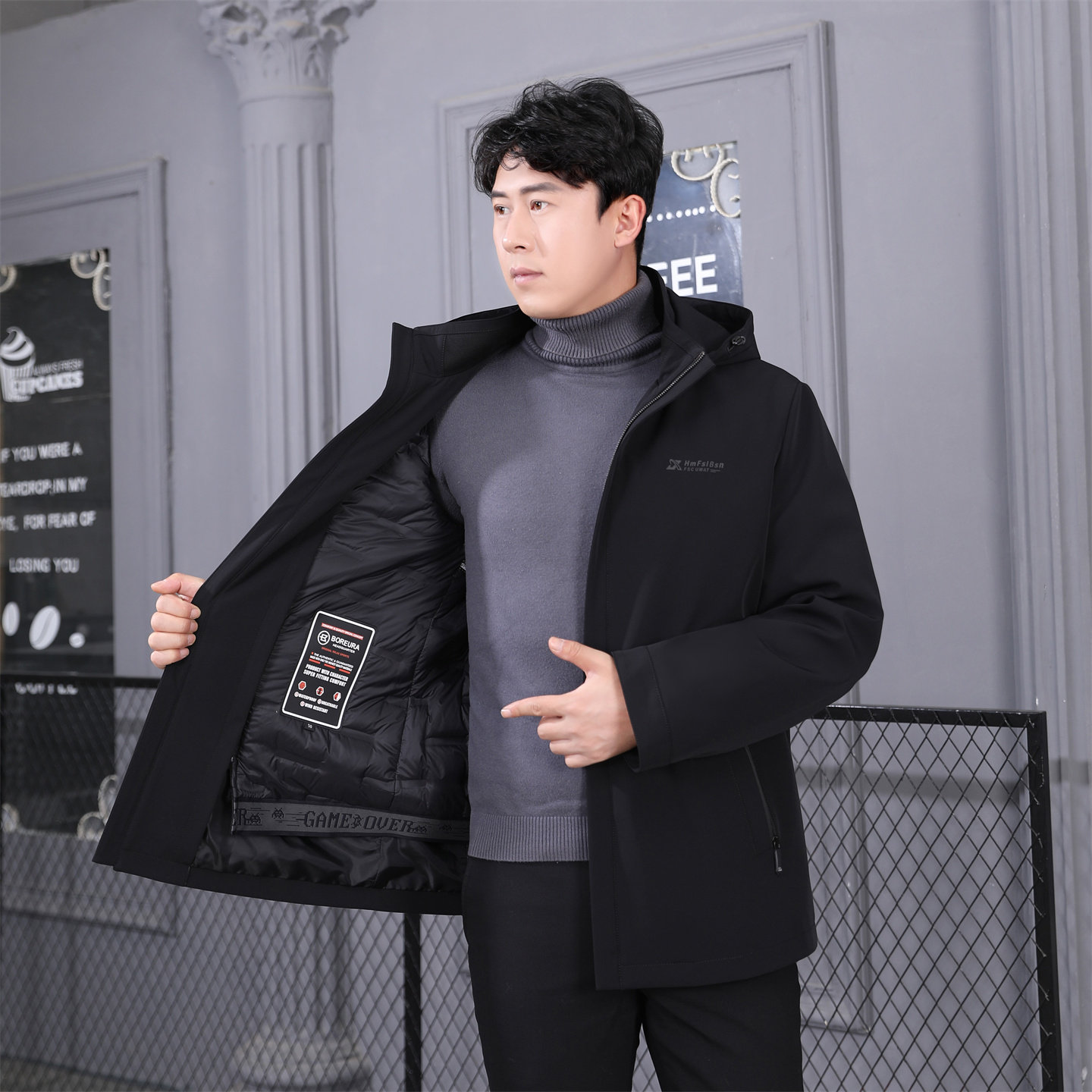 新款派克服男羽绒兔毛内胆可拆卸