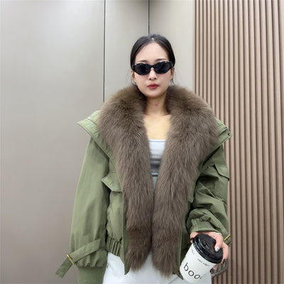 新款派克服女羽绒内胆狐狸大毛领