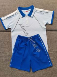 东城第二小学夏装浅蓝色短袖彩蓝色短裤纯棉新款校服