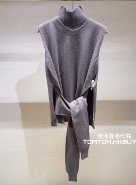 香港正品代购 Rohe 25秋冬 收腰绑结高领无袖针织上衣