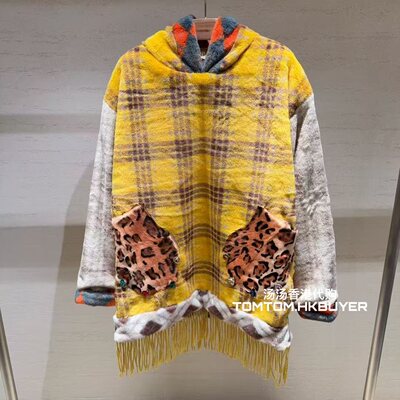 香港正品代购 Penultimate 25秋冬 格纹流苏边连帽卫衣