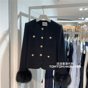 香港正品代购 Self Portrait 25秋冬毛毛袖口圆领单排扣外套