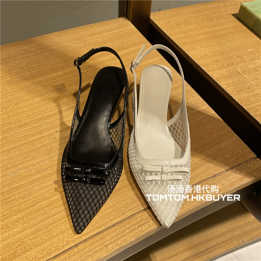 香港正品代购 Pedder red 25秋冬 蝴蝶结缀饰网格一字带低跟凉鞋