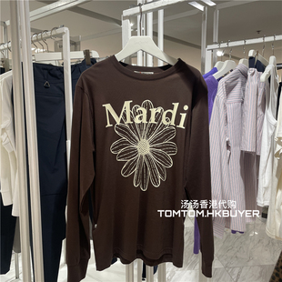 年终折扣 香港代购 MARDI MERCREDI 25秋冬 印花刺绣圆领长袖T恤