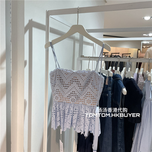 香港正品代购 Self Portrait 25秋冬 镂空花边露肩吊带上衣