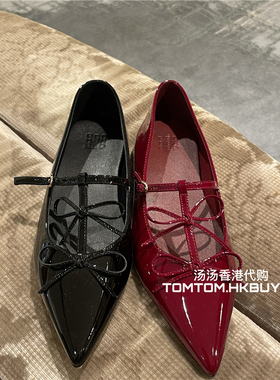 香港正品代购 Pedder red 25秋冬 尖头亮面蝴蝶跟平底单鞋