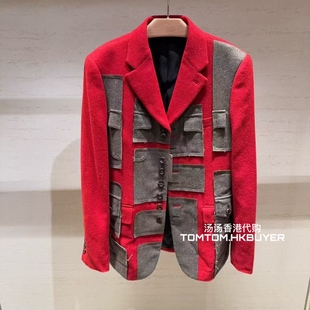 代购 25秋冬 Cdg Plus 撞色贴布单排扣外套 Homm 香港正品