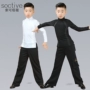 Trẻ em Latin trang phục khiêu vũ cậu bé nam tăng trưởng tay áo thi đấu quy định cơ thể thực hành khiêu vũ quần áo mùa thu - Trang phục shop quan ao tre em