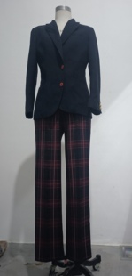 P5R 雨宫莲cos服女神异闻录5 DK制服红黑格纹日系西装 长裤