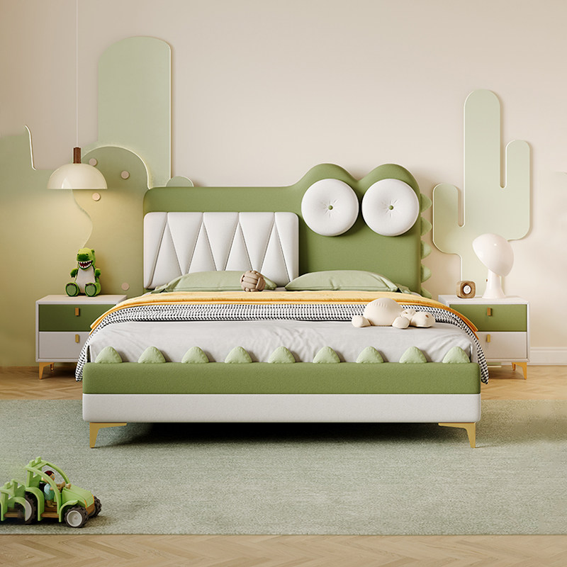 鳄鱼儿童床动物男孩床卡通男童床单人男童床绿色恐龙床儿童房家具