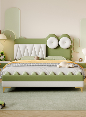 鳄鱼儿童床动物男孩床卡通男童床单人男童床绿色恐龙床儿童房家具