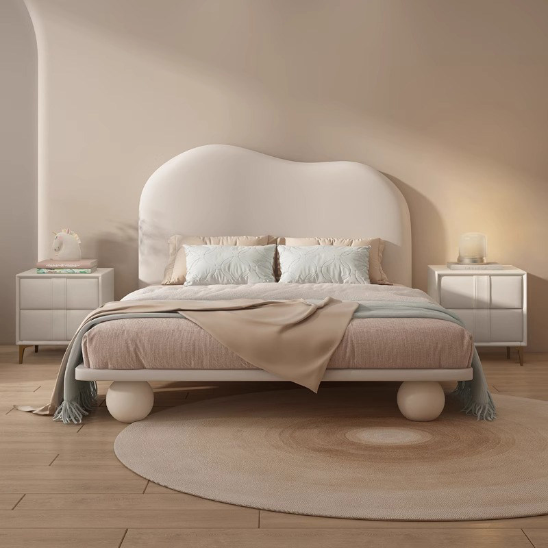 儿童床男孩青少年简约现代小户型女孩公主床实木真皮1米5单人床