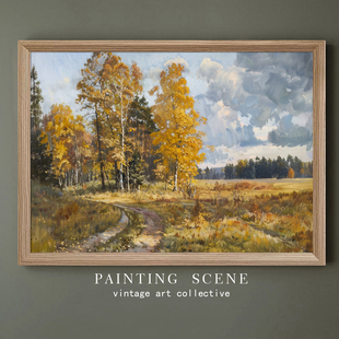 《林野承华》好寓意秋天自然风景油画客厅玄关沙发墙壁艺术挂画