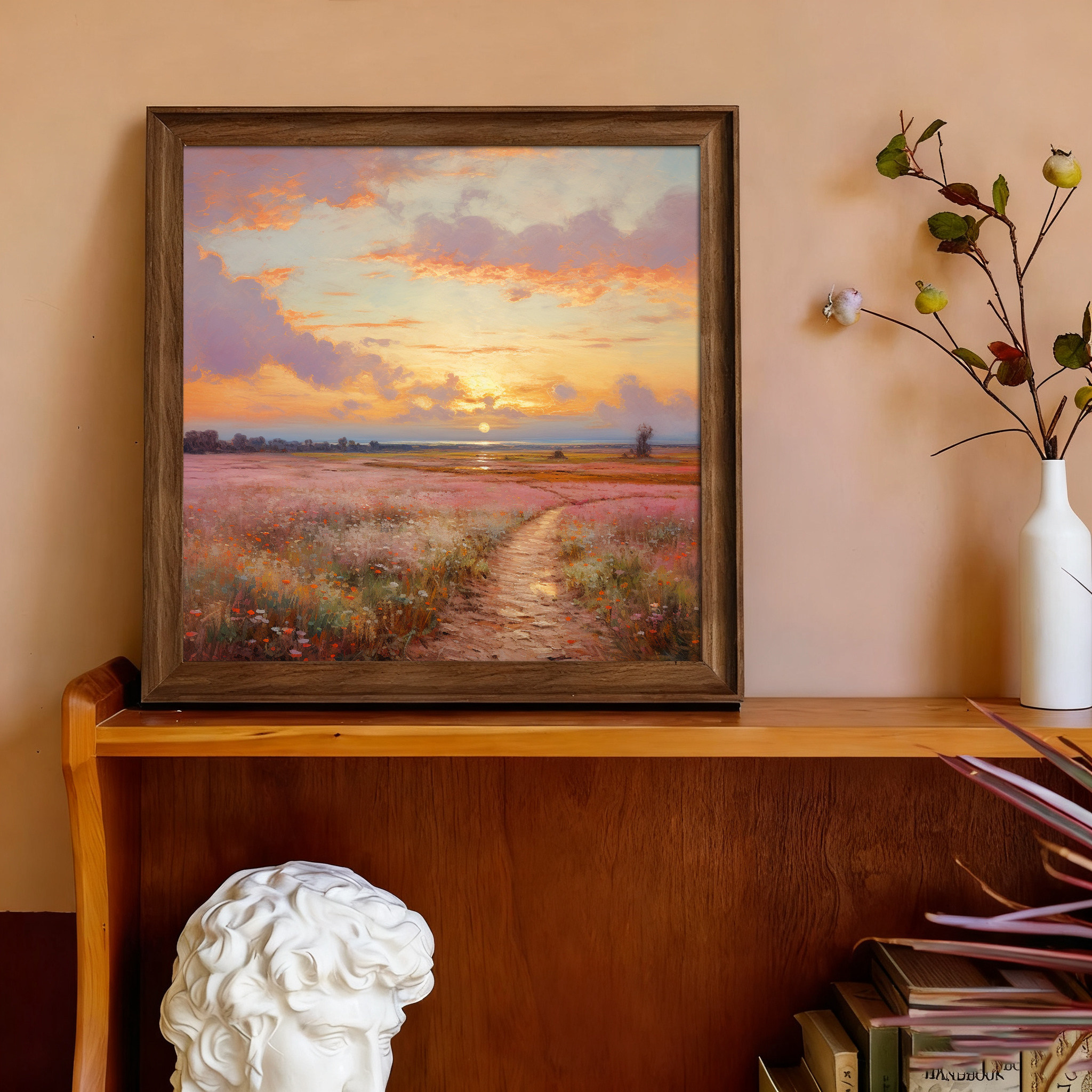 日落田园自然风景画客厅玄关沙发背景墙壁装饰画卧室挂画小众艺术,家居饰品,版画,淘宝优惠券,粉丝福利购,淘宝优惠卷