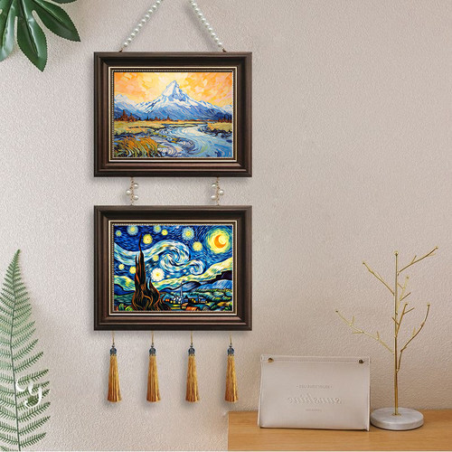 梵高星空山水风景画客厅餐厅挂画