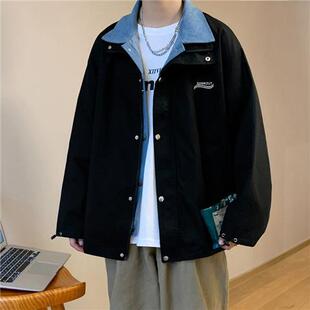 假两件外套男秋季新款日系潮流百搭痞帅夹克港风ins潮牌休闲上衣
