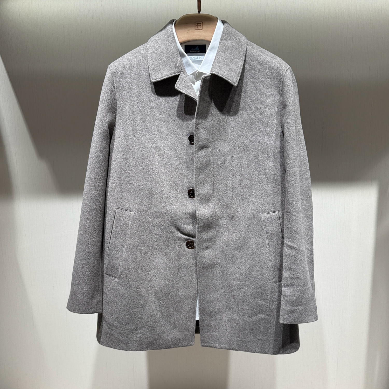 新款BOSSsunwen专柜正品秋冬男装绵羊毛上衣毛呢大衣144326144070