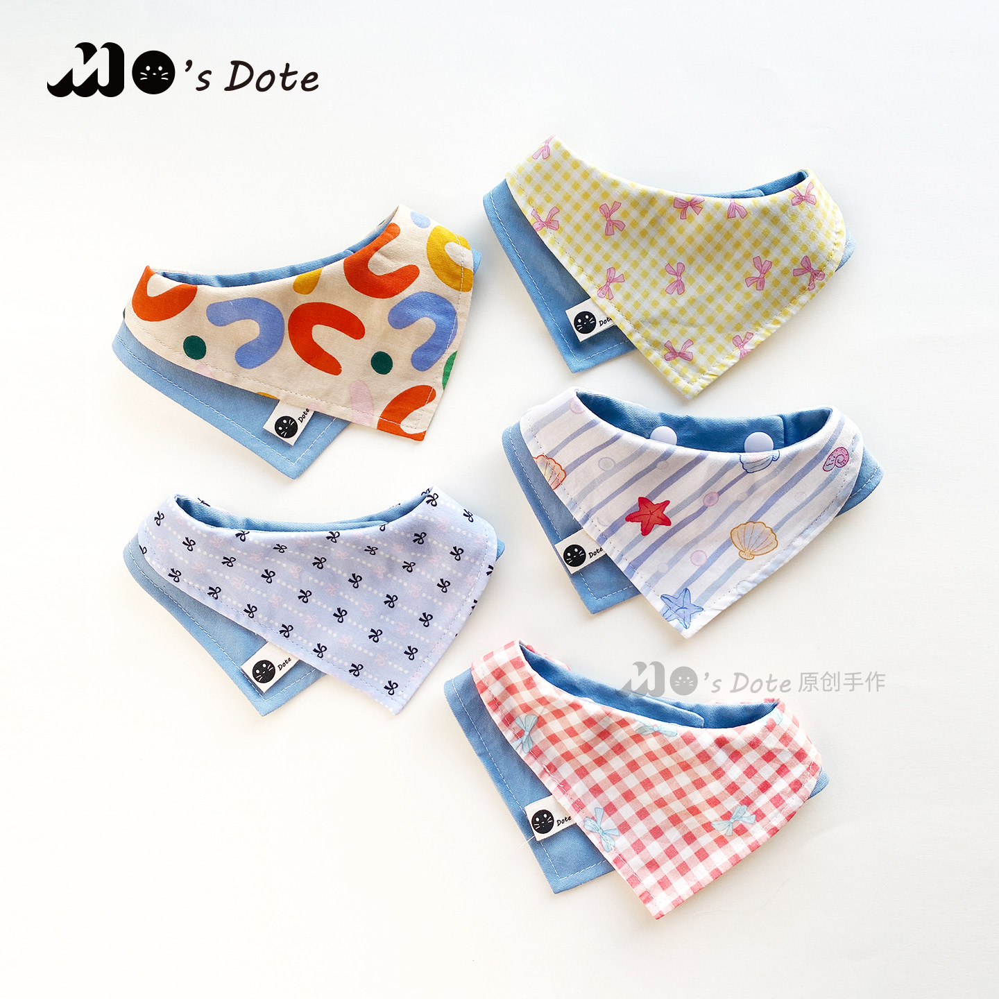 自制宠物围兜狗狗猫咪娃娃领蝴蝶结口水巾中小型犬可爱纯棉温柔风