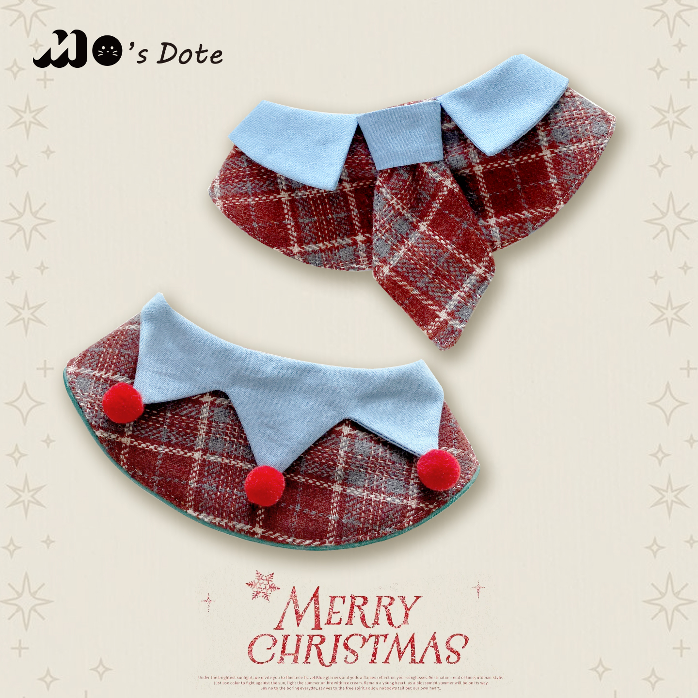 原创复古风圣诞宠物口水巾猫咪围脖狗狗围脖中小型犬狗狗围兜