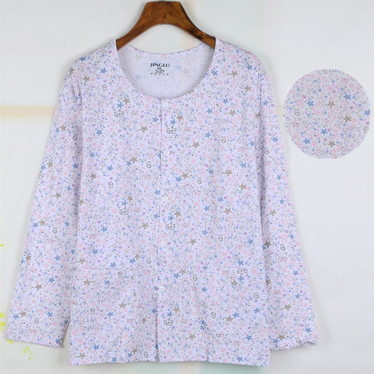 여성을 위한 봄 여름 가디건과 가을 옷 중장년층을 위한 긴팔 언더셔츠 순면 홈 얇은 가디건 상의 더블 브레스티드 에어컨 셔츠