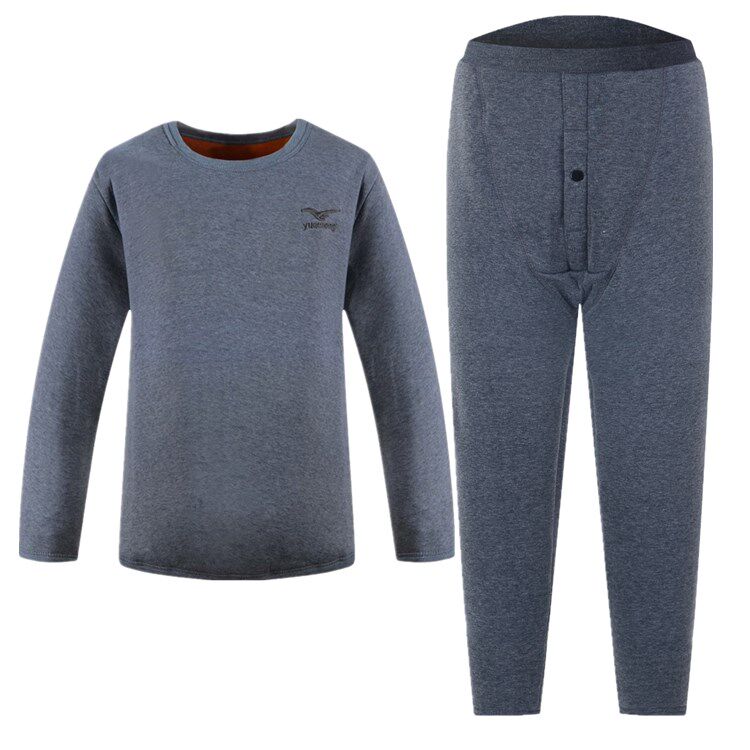 남성용 보온 속옷 두껍고 벨벳 정장 중년 및 노인 아버지 순면 가을 옷 긴 내복 가디건 할아버지 전체 면옷