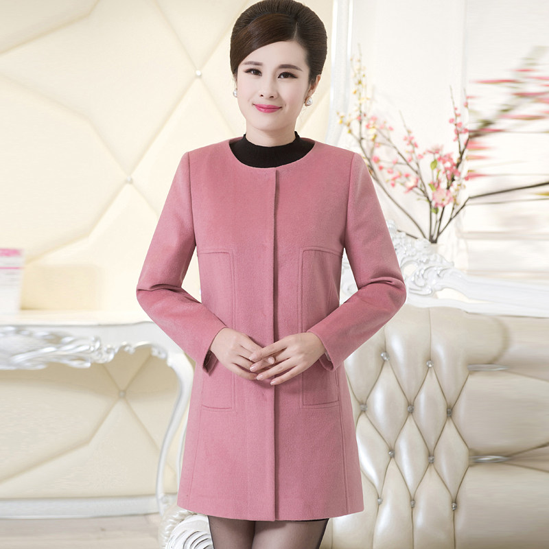 妈妈中长款毛呢外套冬季中年妇女羊毛呢子大衣40-50女羊绒大衣服