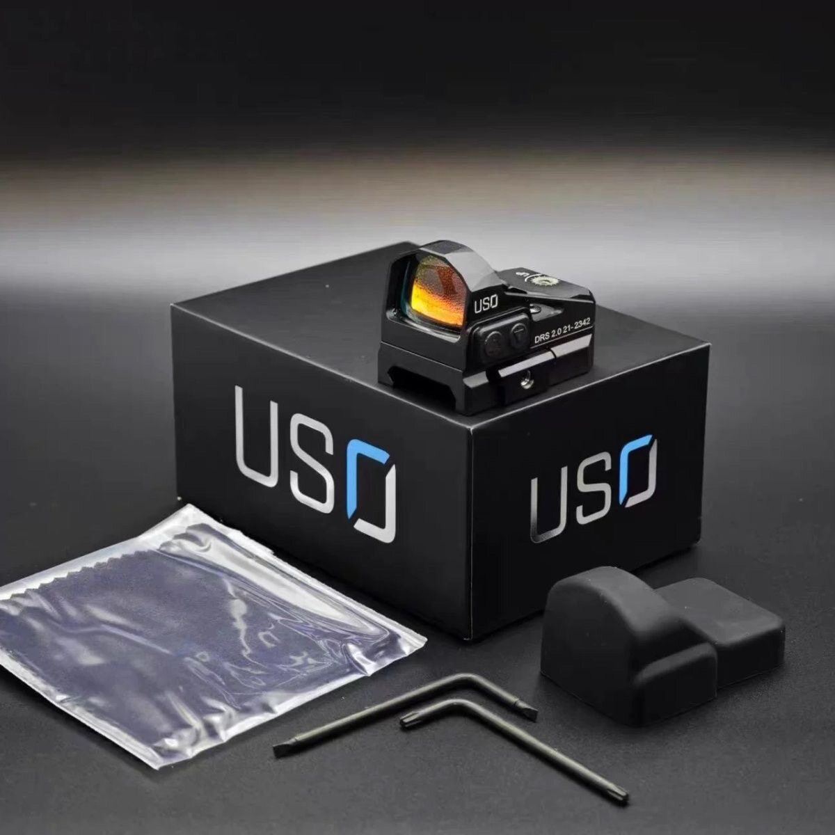 USO红点金属虹膜红点瞄准器防水抗震望远镜14mm孔距弹弓玩具备件