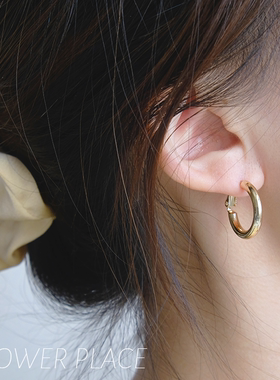 素色鸣奏 金属感素色冷淡风气质简约小耳圈耳环 素雅耐看925银针