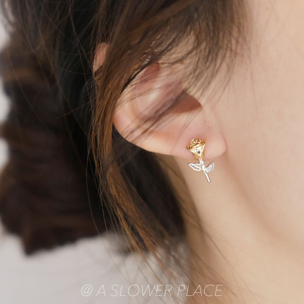 玫瑰金银简约百搭耳钉925银针