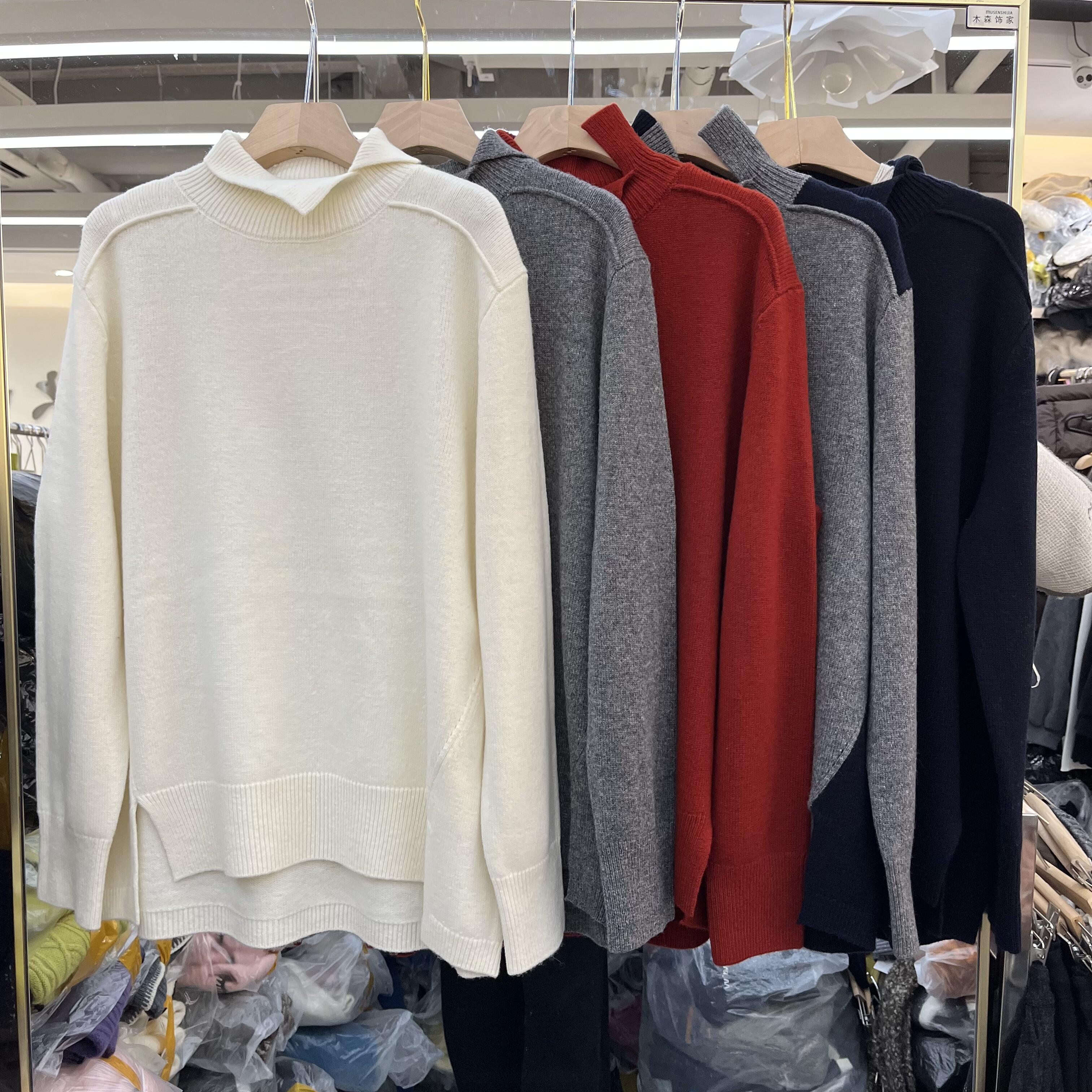 欧洲站2025秋季新款女士半高领前短后长全羊毛长袖毛衣欧货针织衫