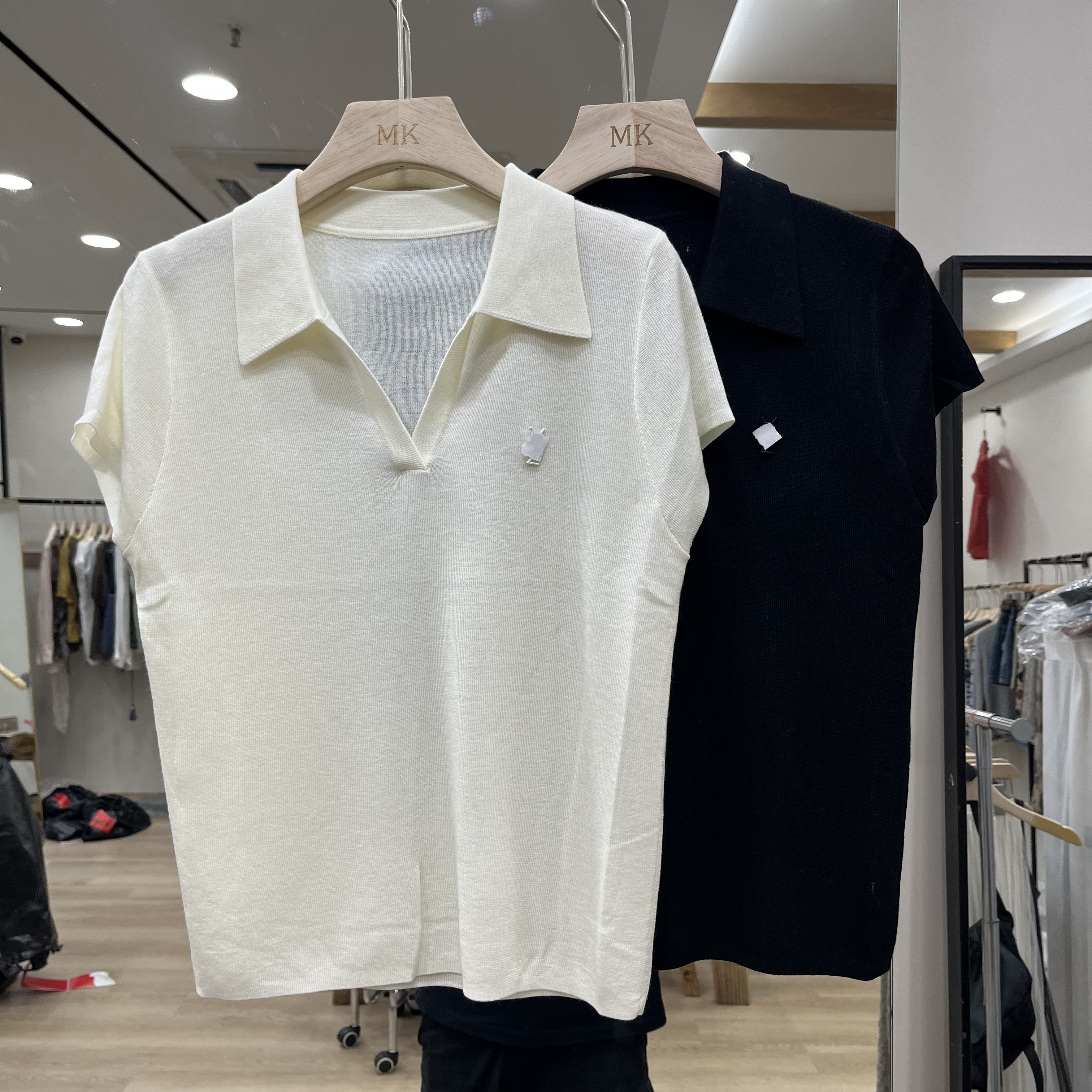 欧洲站2026早秋新款女士翻领纯色韩版细羊毛短袖欧货时尚百搭针织