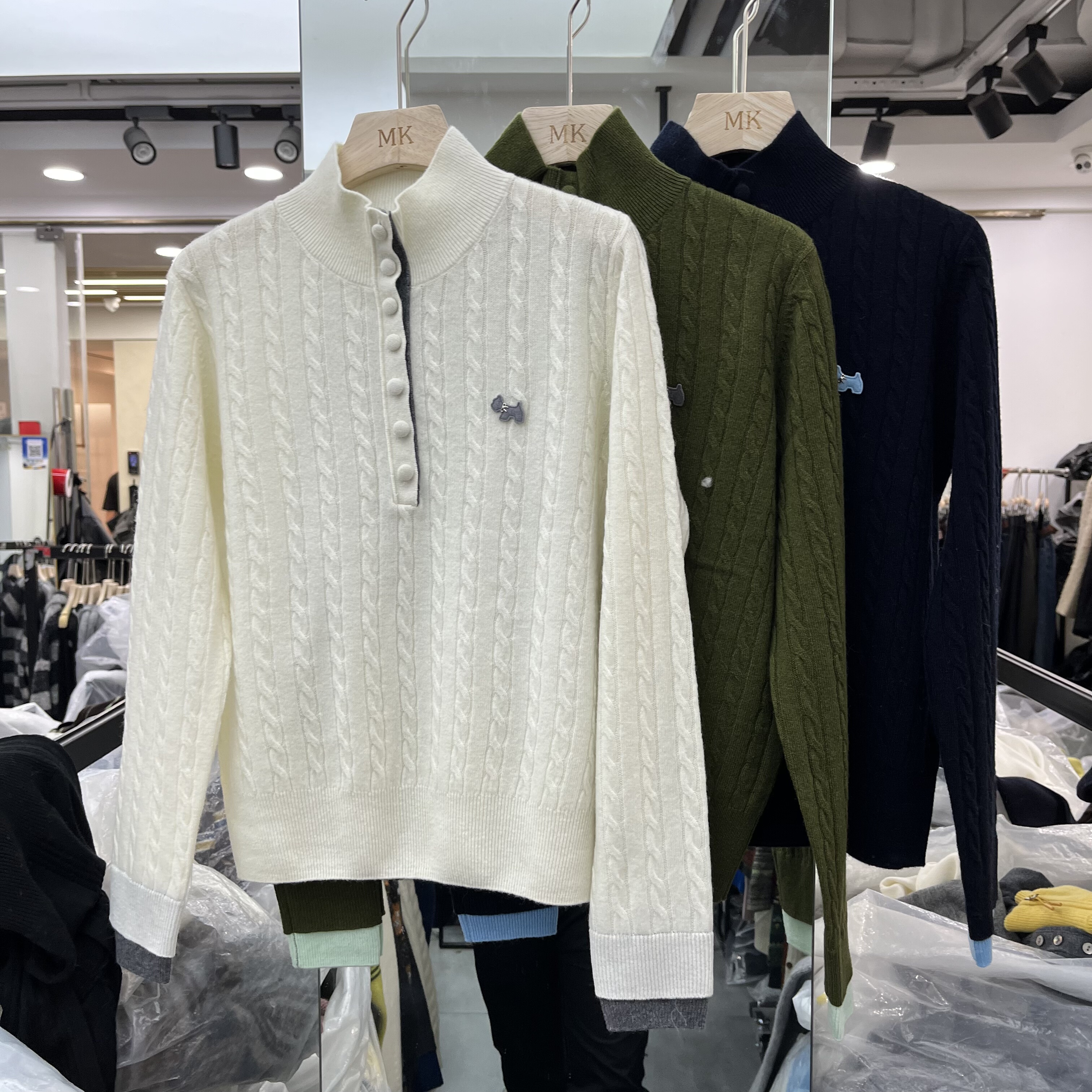 欧洲站2025秋季新款女士立领麻花纹拼色全羊毛长袖欧货时尚针织衫