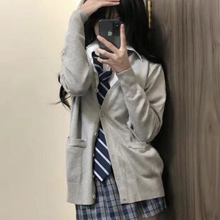 毛衣女套装 春秋新款 学院风日系百搭JK制服开衫 长袖 V领针织衫