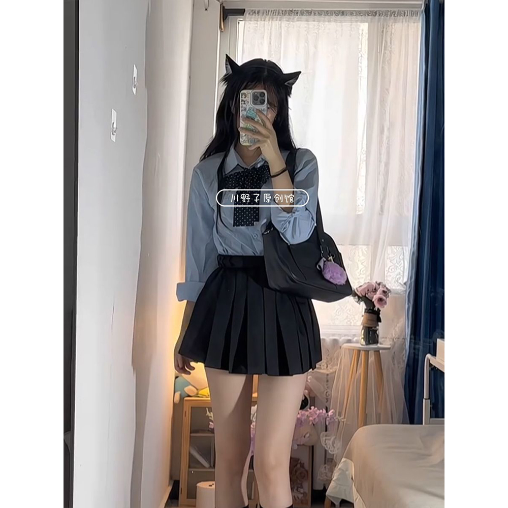 夏季新款JK制服套装正版衬衫收腰修身显瘦学生百搭格裙纯欲风女