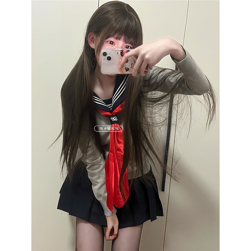 JK制服原创套装开衫针织衫浅灰毛衣水手服叠穿绀色JK裙秋冬百搭款,女装/女士精品,时尚套装,淘宝优惠券,粉丝福利购,淘宝优惠卷