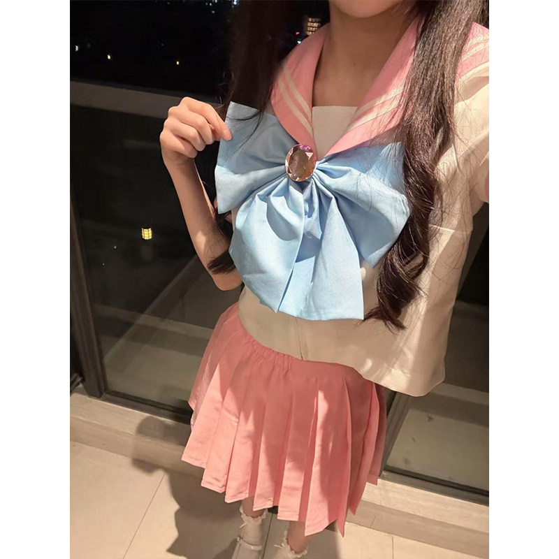 JK制服套装原创正版夏季日系学院风甜美少女粉色蓝色水手服女可爱