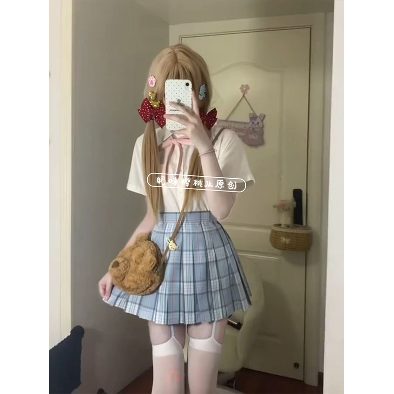 晴天JK制服格裙原创日系套装夏季短袖衬衫学院校供感衬衣百搭短裙