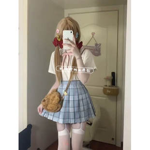 学院校供感衬衣百搭短裙 晴天JK制服格裙原创日系套装 夏季 短袖 衬衫