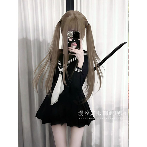 学院风JK制服绀三本长袖基础款水手服校供原创中间服短裙日系套装