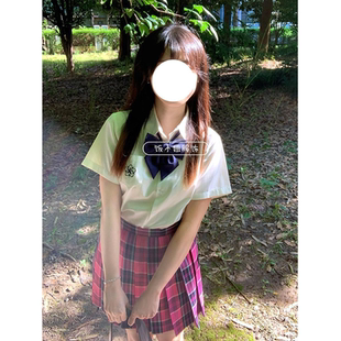 女 原创JK制服基础款 衬衫 校供感班服宽松短袖 上衣百搭小玫格裙套装
